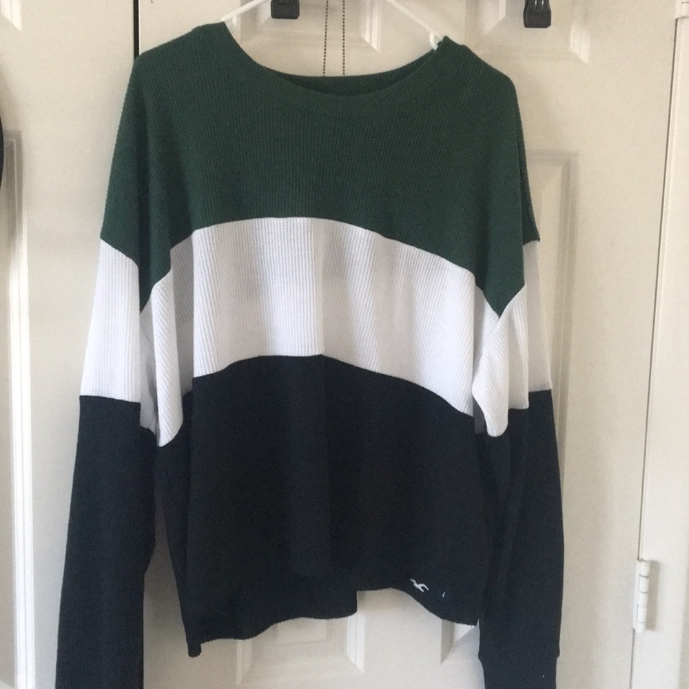 Color block waffle patterned sweater